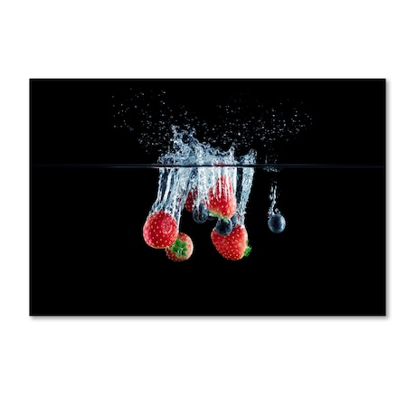 Johanna 'Strawberries And Blueberries Splash' Canvas Art,22x32